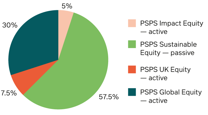 The Equity allocation for the PSPS Multi-asset Lifestyle Profile